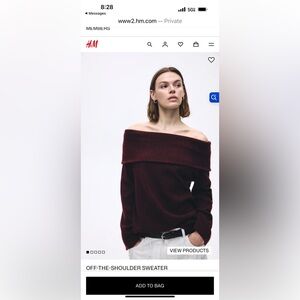 HM Burgundy Off-Shoulder Sweater S
